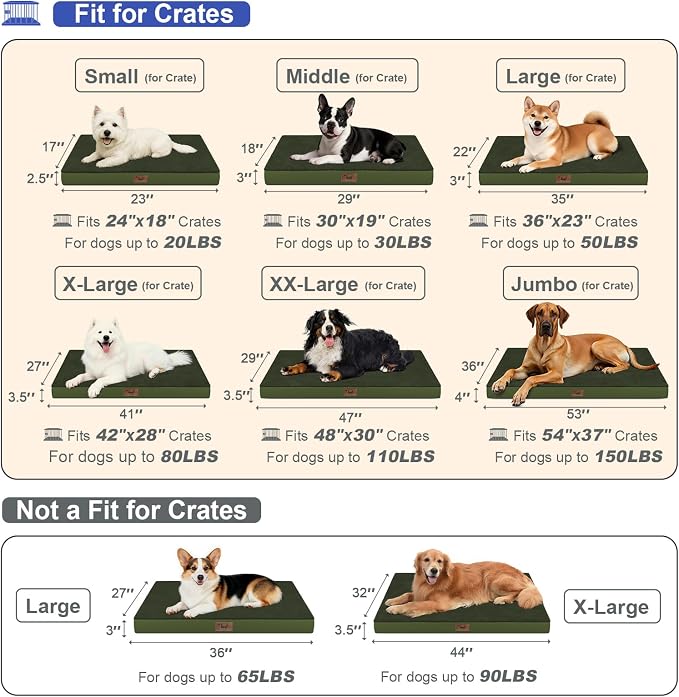 Large Comfy Washable Dog Bed, Orthopedic Egg Crate Foam Dog Crate Mat - Image 2