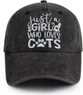 Just a Girl Who Loves Cats Hat for Women, Funny Adjustable Embroidered Cat Mom by Kpainath