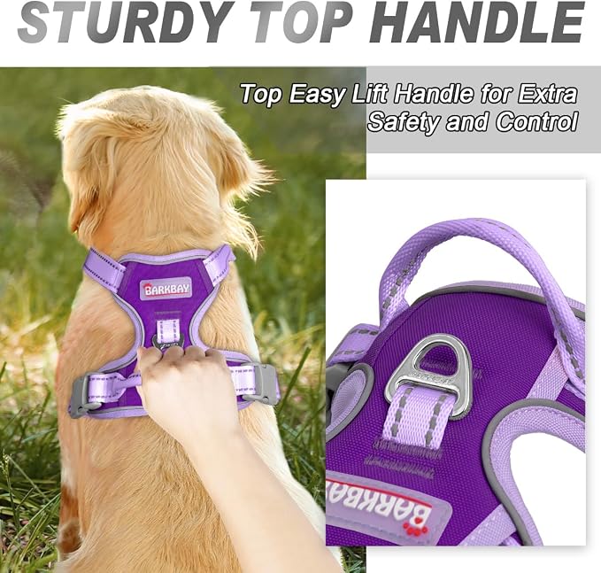 BARKBAY No Pull Dog Harness Front Clip Heavy Duty Reflective Easy Control Handle - Image 3