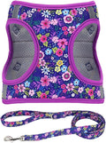 Moonpet Step in Dog Harness Leash Set- All Weather Reflective No-Pull Floral by MOONPET