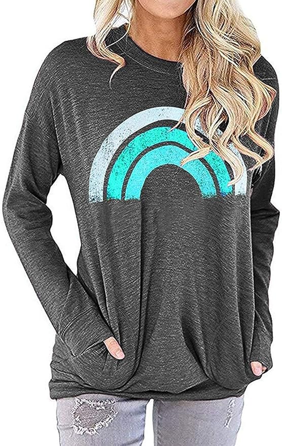Akihoo Womens Casual Long Sleeve Tunic Tops Crew Neck Shirt Blouses by Akihoo