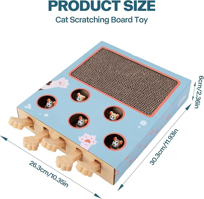 PAWISE 3-in-1 Interactive Cat Toy, Whack-A-Mole Cat Puzzle & Cat Scratching - Image 8