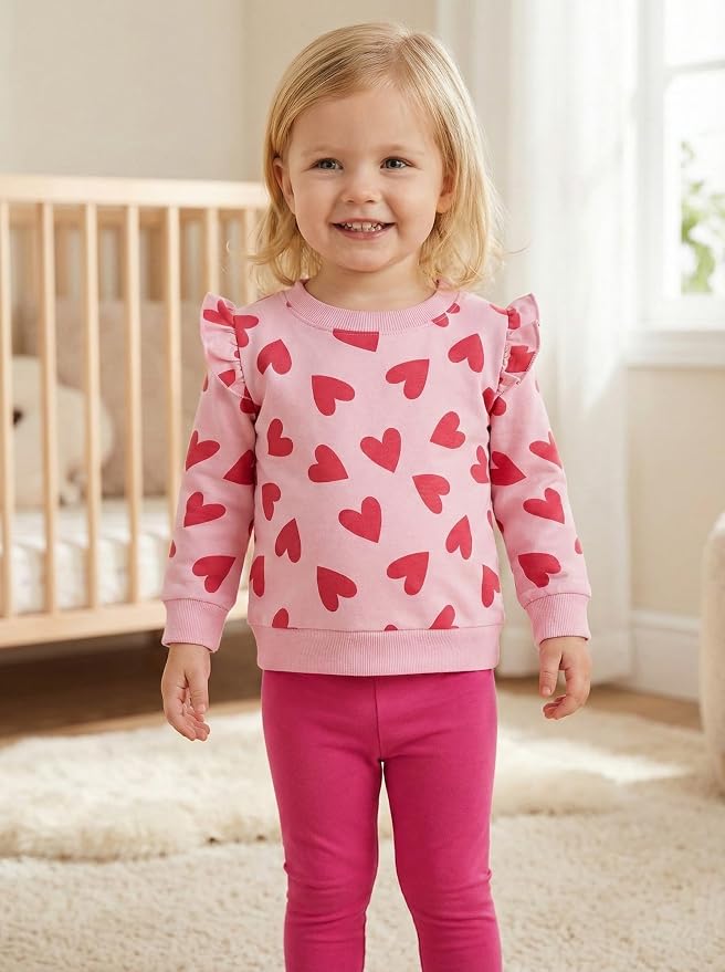 Little Girls Unicorn Outfits 2 Piece Kids Ruffle Sleeve Sweatshirt + Leggings - Image 4