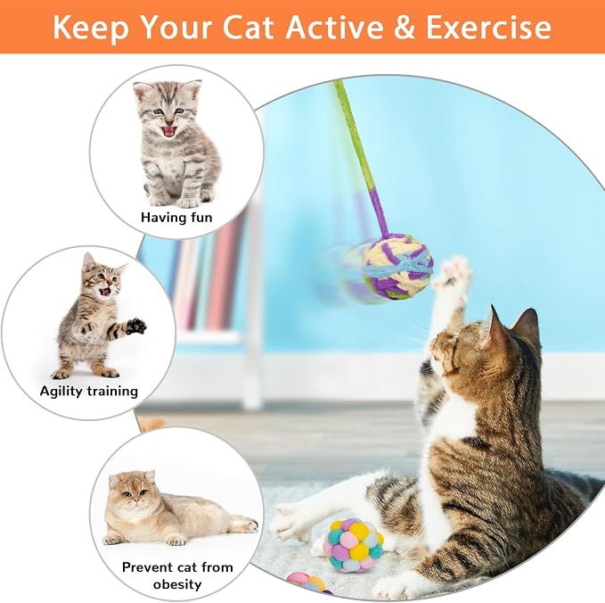 Retro Shaw Cat Toys Balls, Interactive Kitten Toys - Image 4