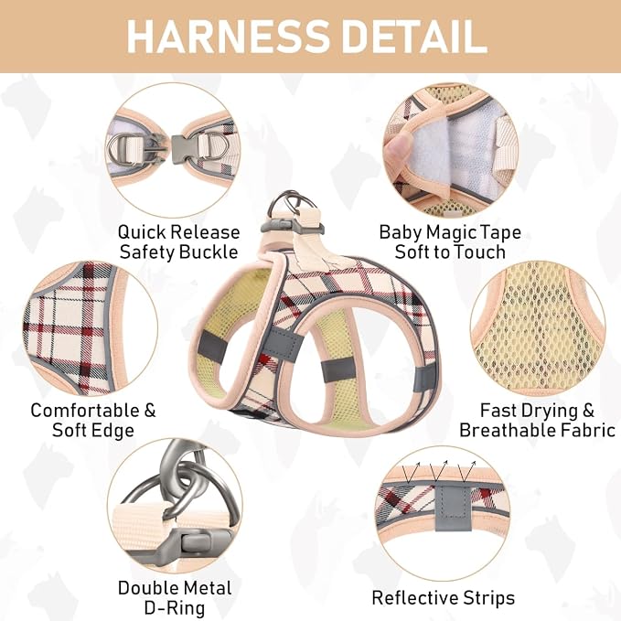 GAMUDA Small Dog Harness Collar and Leash Set, Step in No Chock No Pull Soft - Image 2