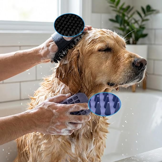 4PCS Self Cleaning Slicker Brush, Pet Grooming Rake, Bath Brush & Massage Brush - Image 5