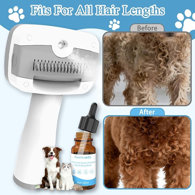Pet Steam Brush for Dogs & Cats – Self Cleaning, 3 in 1 Hair Removal Comb Steam - Image 7