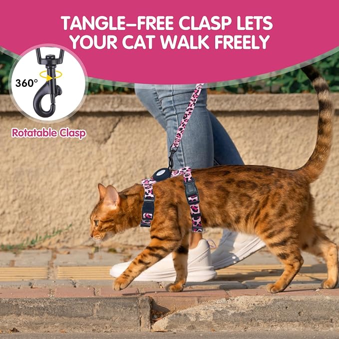 BINGPET Cat Harness with Airtag Holder, Cat Harness and Leash Set Escape Proof - Image 6