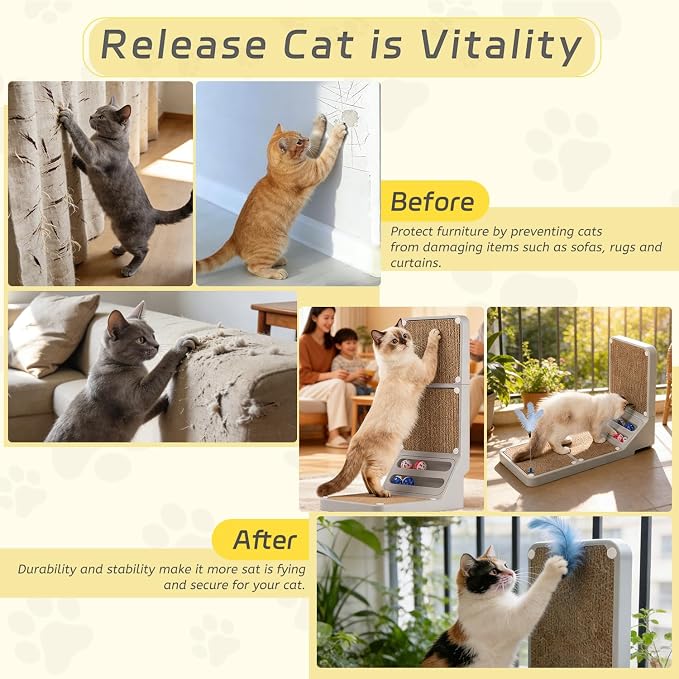 Cat Scratcher Cat Scratch Pad L Shape Wall Mounted Dual Use Kitten Bunifa - Image 4