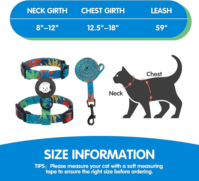 BINGPET Cat Harness with Airtag Holder, Cat Harness and Leash Set Escape Proof - Image 4
