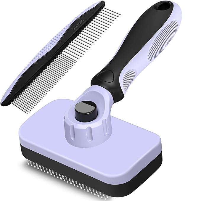 2PCS Self Cleaning Slicker Brush & Dog Comb by Unknown