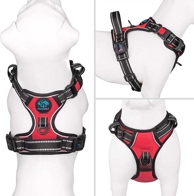 PHOEPET Reflective Dog Harness Large Breed Adjustable No Pull Vest - Image 2