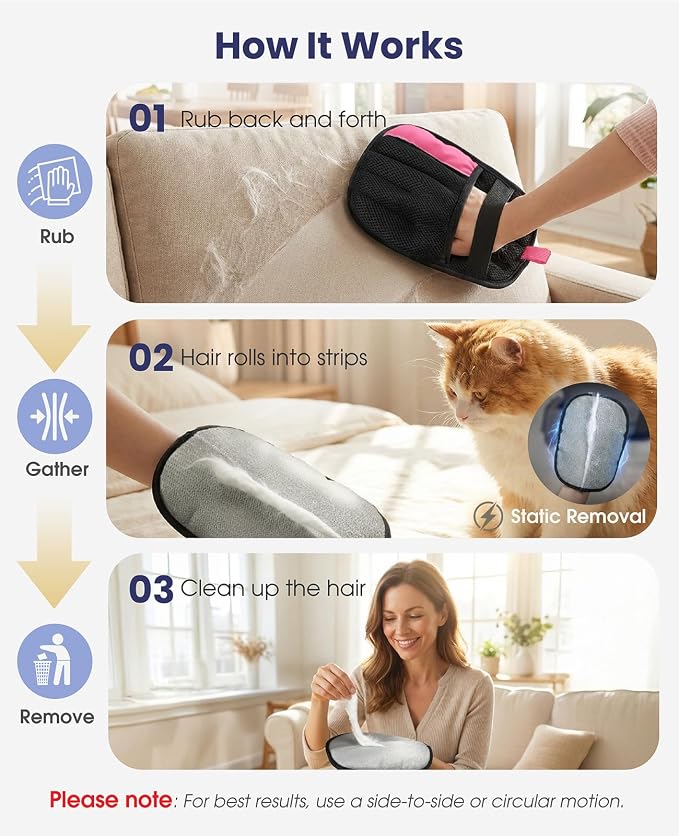 Pet Hair Remover Glove for Dog & Cat, Reusable Electrostatic Magic Brush - Image 2