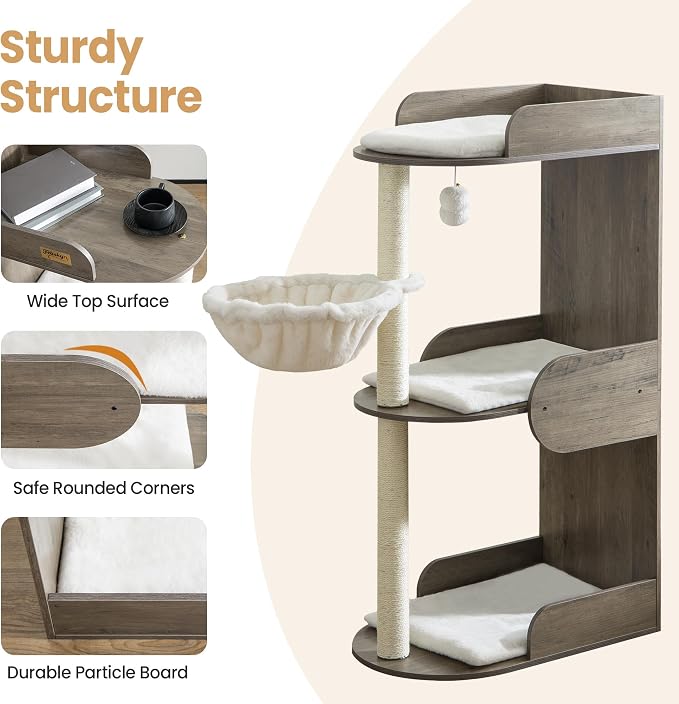 Modern Wood Cat Tree Tower for Indoor Large Cats, Cat Scratching Posts - Image 7