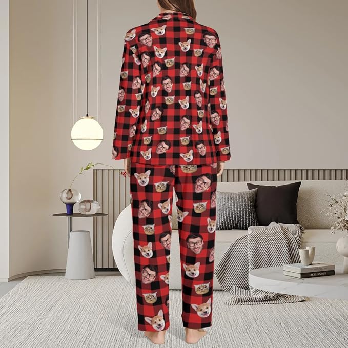 Custom Face Pajamas for Women Men, Personalized Dog Cat Pet Pajamas Set - Image 3
