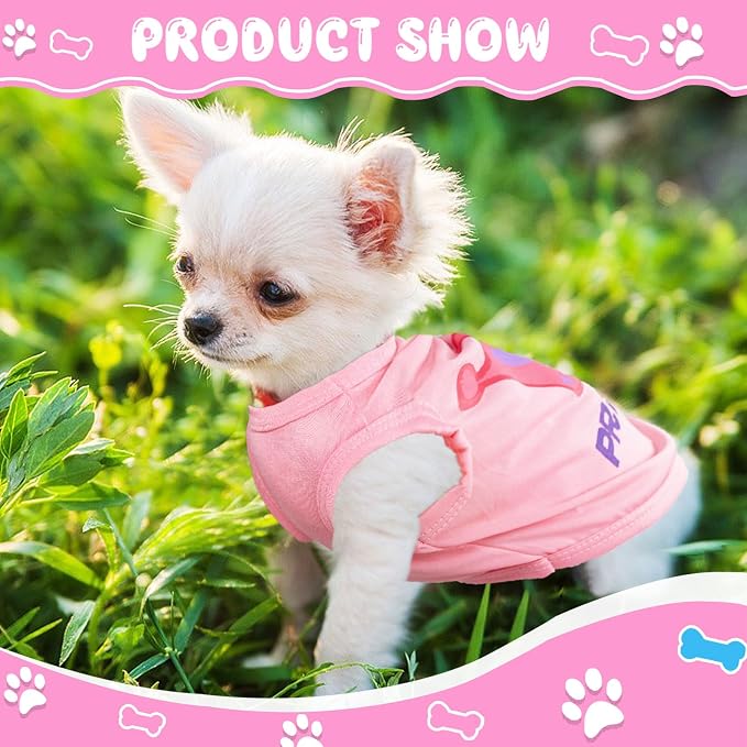 4 Pieces Dog Clothes for Small Dogs Girl Summer Soft Puppy Clothes Cute - Image 3