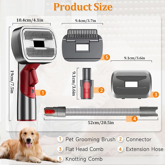 3-in-1 Pet Dog Grooming Attachment Kit, Deshedding Brush Attachment - Image 6