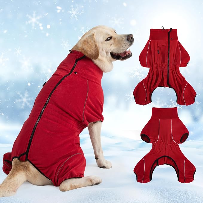 Mihachi Dog Snow Suit Dog Coat Soft Fleece Pullover Pajamas, Pet Windproof Warm by Mihachi