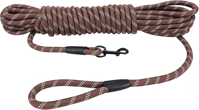 Long Dog Leash for Training 50Ft-Reflective Nylon Rope by Hi+Kiss