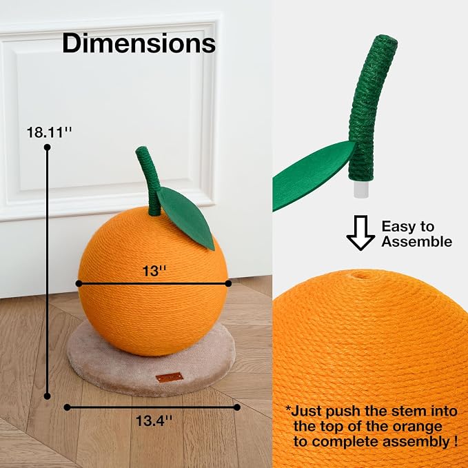 VETRESKA Orange Cat Scratching Post, Cute Cat Scratcher - Image 7