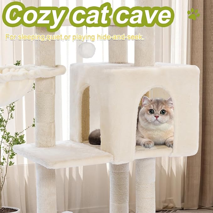 Cat Tree Tower with Metal Frame Hammock, Cat Towers with Scratching Post - Image 5