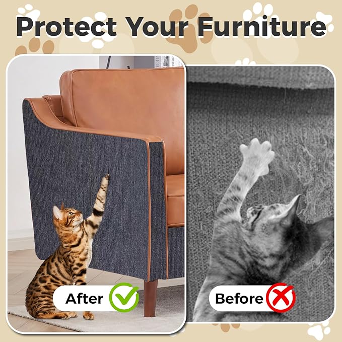 huraty 2 Pcs Cat Scratching Mat, Trimmable Cat Scratchers Furniture Protector - Image 3