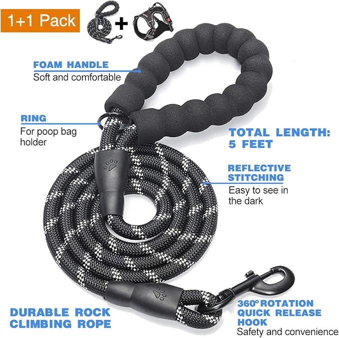 No Pull Dog Harness Adjustable Reflective Oxford Easy Control Medium Large Dog - Image 3