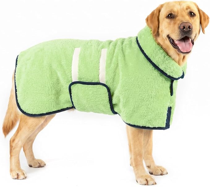 Dog Bathrobe, Super Absorbent for Small to Large Dogs, Neon Green L by Bienbee