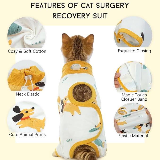 DENTRUN Cat Surgery Recovery Suit Female Male Soft Onesie, Kitten Surgical - Image 3