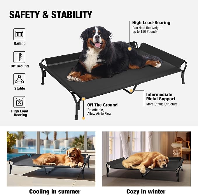Veehoo Cooling Elevated Dog Bed, Guardrail Raised Pet Cot, Indoor & Outdoor XXL - Image 7