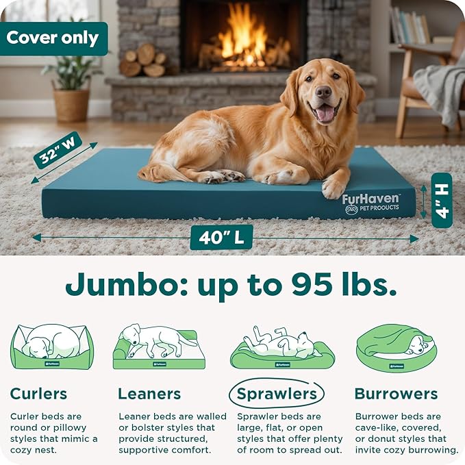 Furhaven Replacement Dog Bed Cover Water-Resistant Indoor/Outdoor Logo Print - Image 3