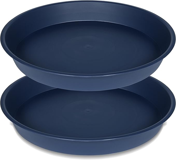 2 Pack of 8 inch Plant Saucer Clear, Heavy Duty Plastic Plant Water Tray 8 inch by Bleuhome