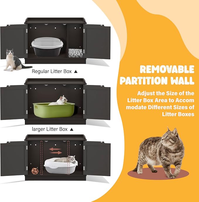 ZENY Cat Litter Box Enclosure Furniture Hidden, Wooden Cabinet - Image 5