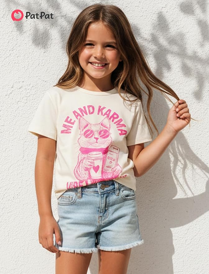 PATPAT Girls Crewneck Short Sleeve Graphic Tees Animal Print Shirts Cute Summer - Image 5