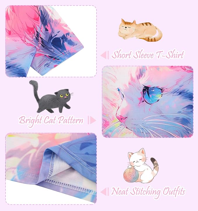 Funnycokid Girls Shirts Cat T Shirt Size 5-12 Clothes - Image 7