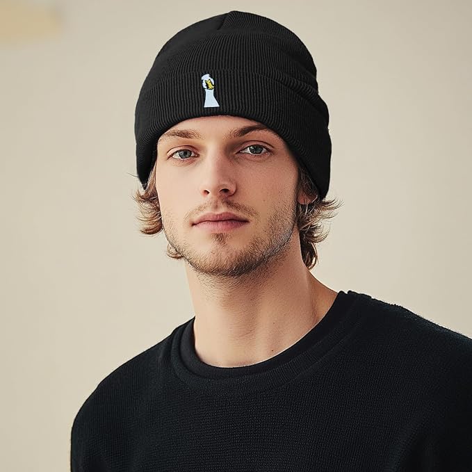 Funny Beanies Warm Knit Hats Fall Winter Black Hip Pop Knit Hat Cap - Image 2