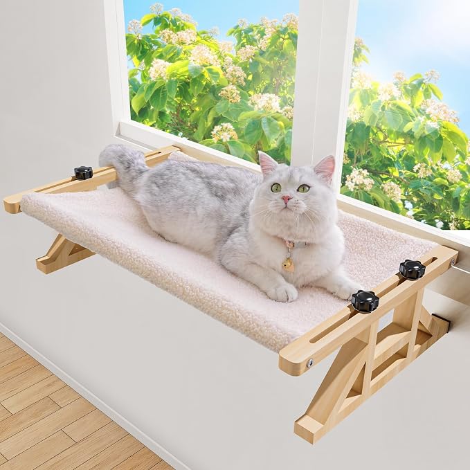 Tresbro 2-IN-1 Cat Window Perch & Elevated Cat Hammock, Easy Setup, Adjustable by Tresbro