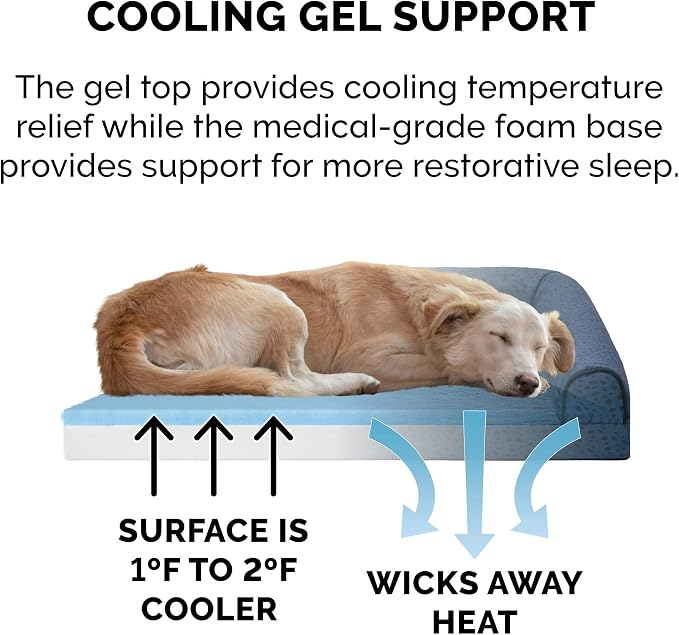 Furhaven Cooling Gel Dog Bed for Large Dogs w/ Removable Bolsters & Washable - Image 5