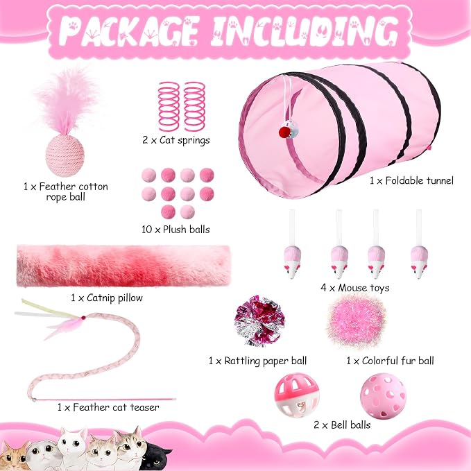 24 Pcs Cat Toys Set Interactive Kitten Toys Pack Including Collapsible Play - Image 3