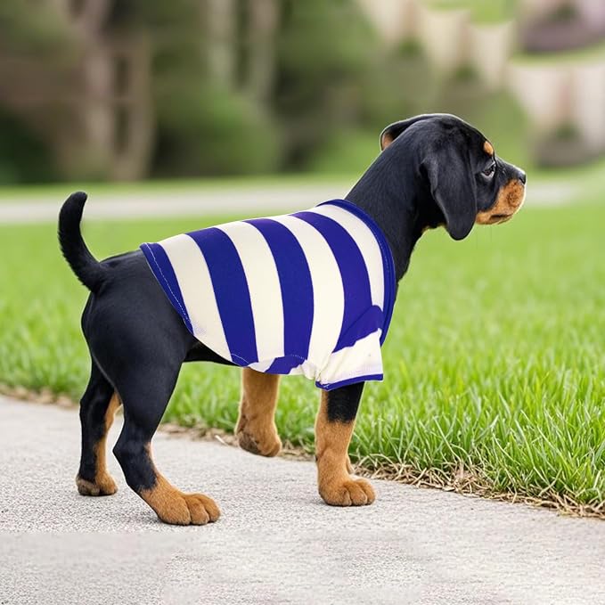 Dog Shirt Polo Shirt Striped Collar Puppy Clothes Summer Button Up Pet Clothes - Image 7