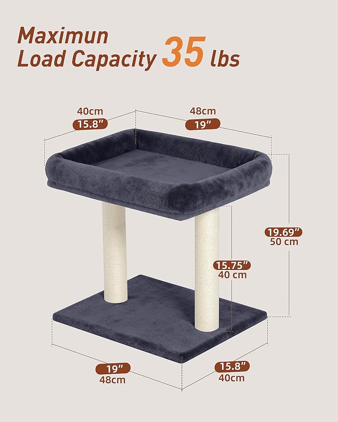 Cat Tree with Large Top Perch Bed, Small Cat Tower with Scratching Post - Image 5