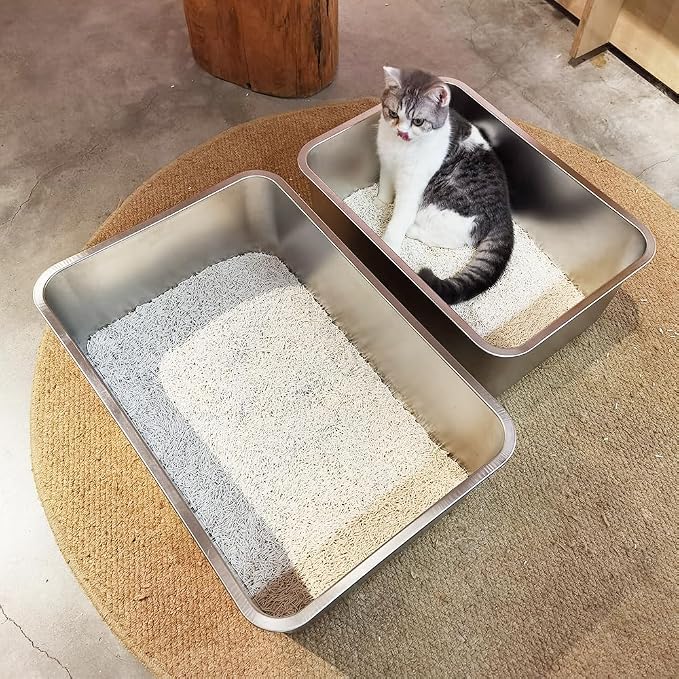 LIHONG Stainless Steel Cat Litter Box, Extra Large Metal Litter Box - Image 7