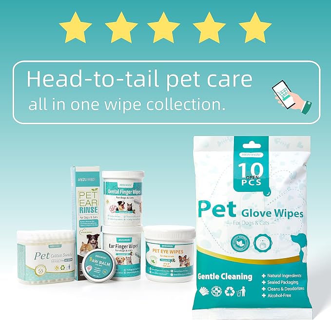 Wider Ear Cleaner Finger Wipes 60 Counts, Dog Ear Cleaner, Grooming Kit Care - Image 8