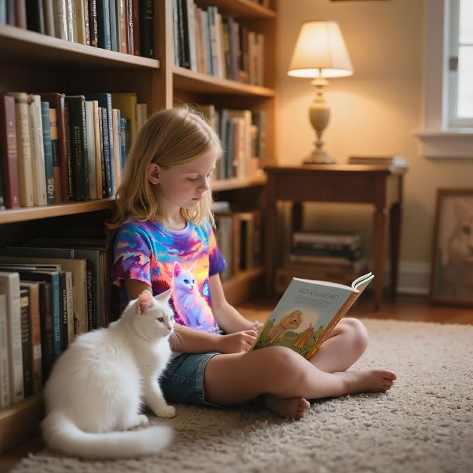 Funnycokid Girls Shirts Cat T Shirt Size 5-12 Clothes - Image 6