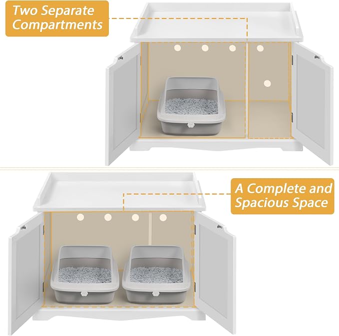 Yaheetech Cat Litter Box Enclosure, Hidden Litter Furniture, Cat Washroom - Image 5