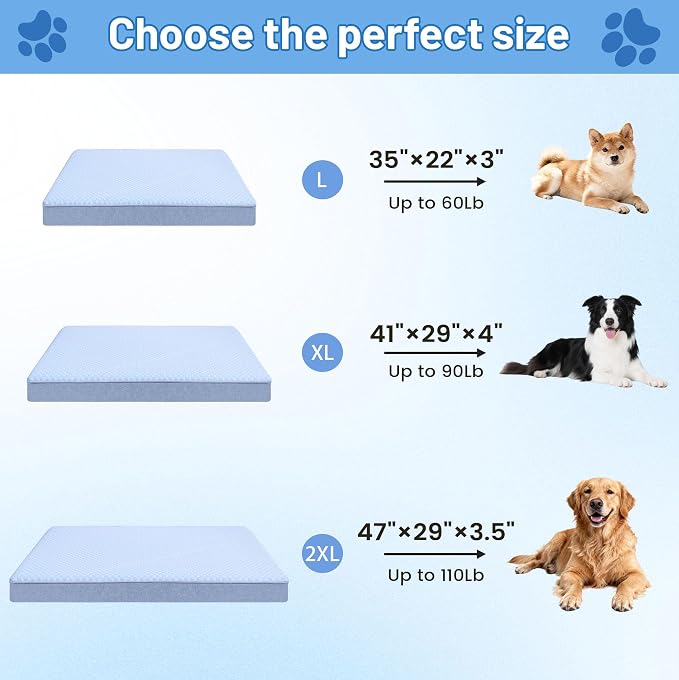 Cooling Dog Beds for Dogs, Orthopedic Memory Foam Dog Bed，Washable Pet Beds for - Image 2