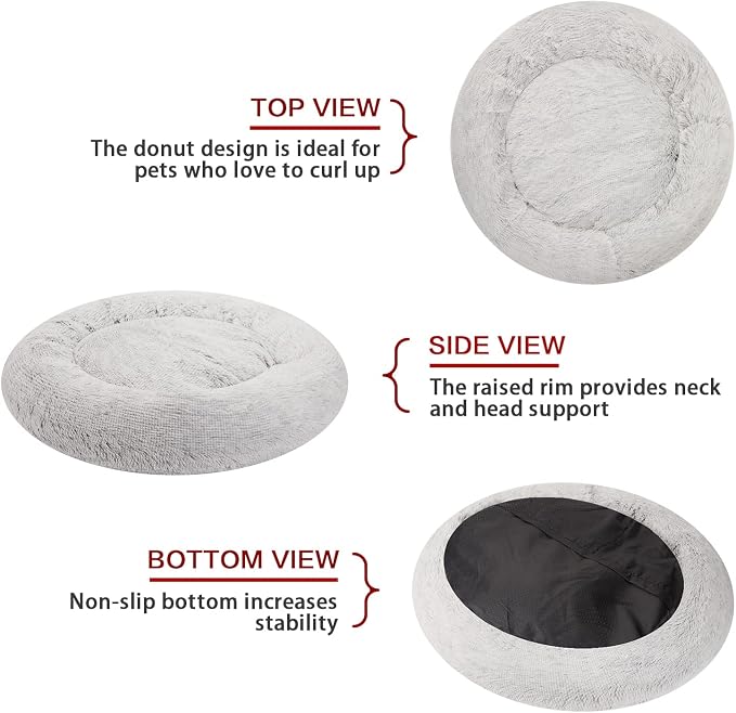Bedfolks Calming Donut Extra Large Dog Bed, 45 Inches Round, Anti-Anxiety Plush - Image 4