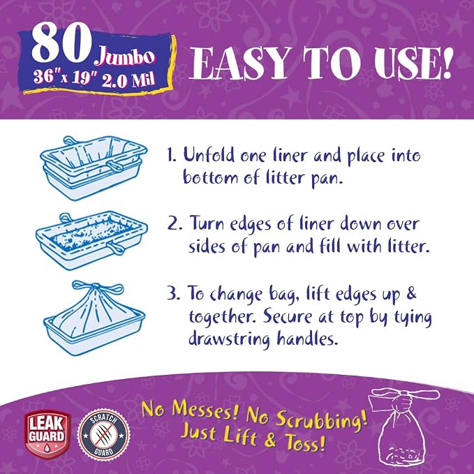 80 Count Fresh Kitty Litter Box Liners Super Thick, Easy Clean Up Jumbo - Image 6