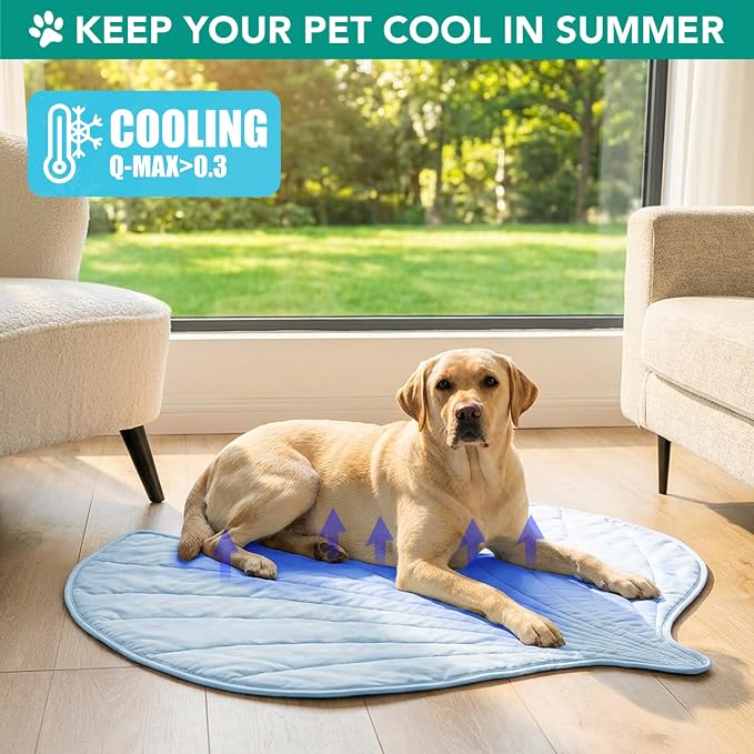 PetAmi Dog Cooling Mat, Ginkgo Leaf Shape, Reversible Cooling Nylon Blanket - Image 2