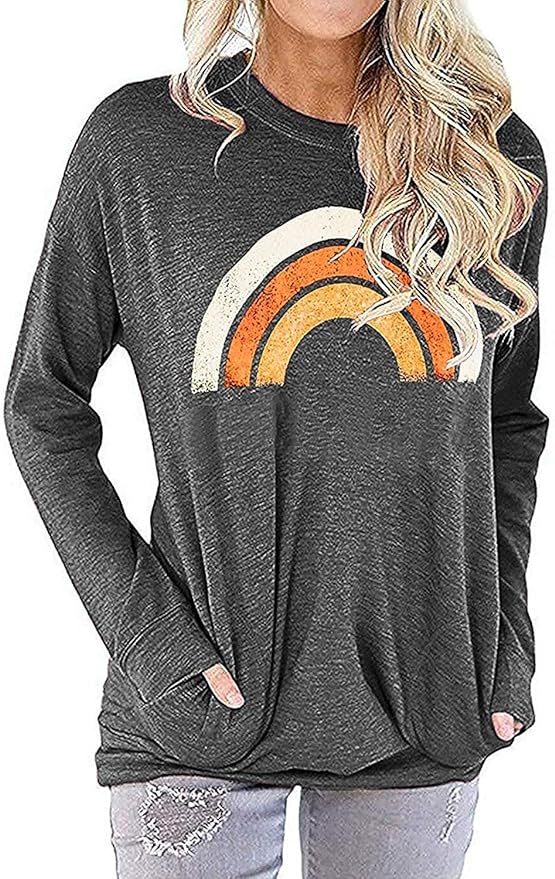 Akihoo Womens Casual Long Sleeve Tunic Tops Crew Neck Shirt Blouses by Akihoo